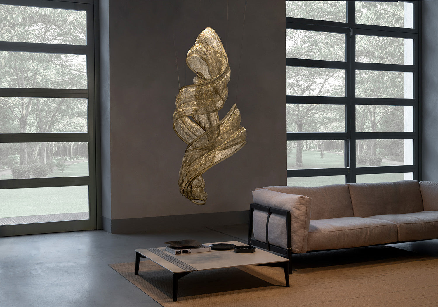 Genesis Suspension by Terzani sculptural pendant with organic intertwined forms