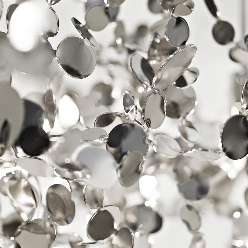 Argent Linear Suspension by Terzani with shimmering clustered metal discs in a sleek linear form