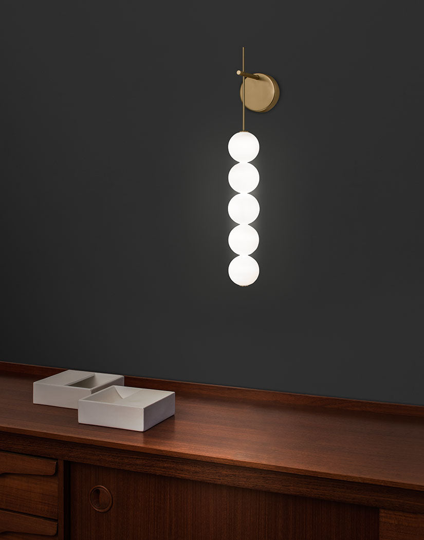 Modern sculptural lighting fixture with illuminated glass spheres by Terzani.