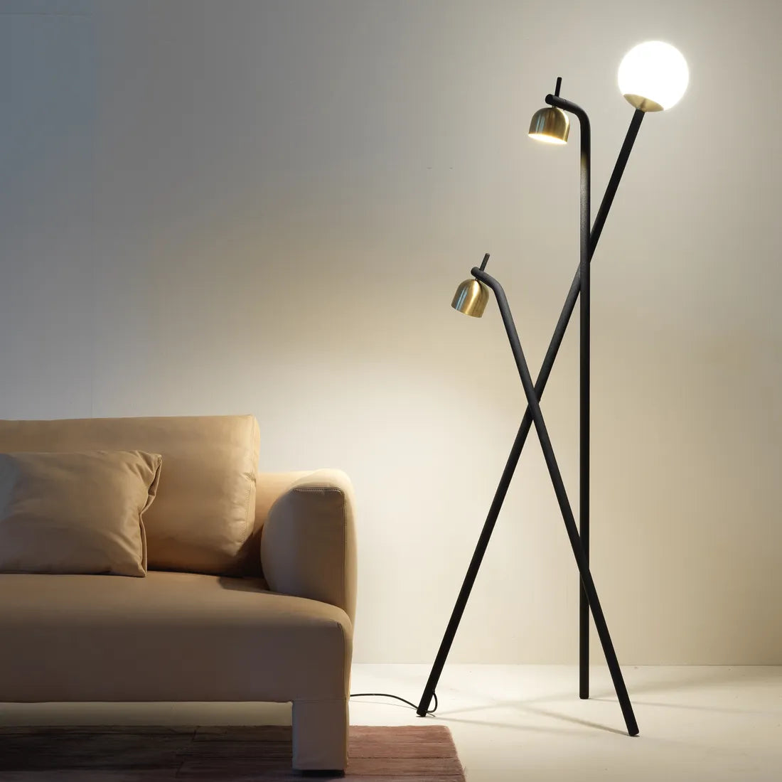 Metal Glass floor lamps, Black Gold contemporary floor lamp, italian Brand Designer Dimmable Lights, Modern Condo lighting