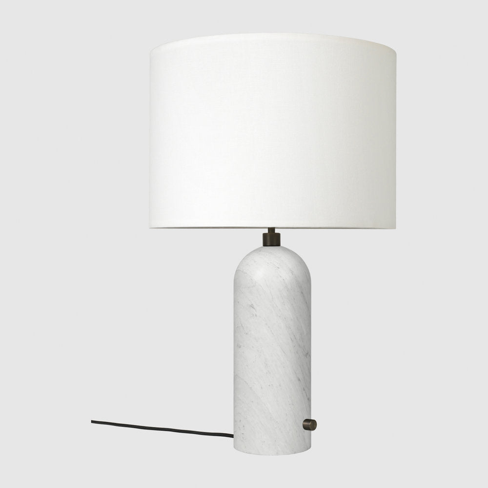 White marble base table lamp fabric shade