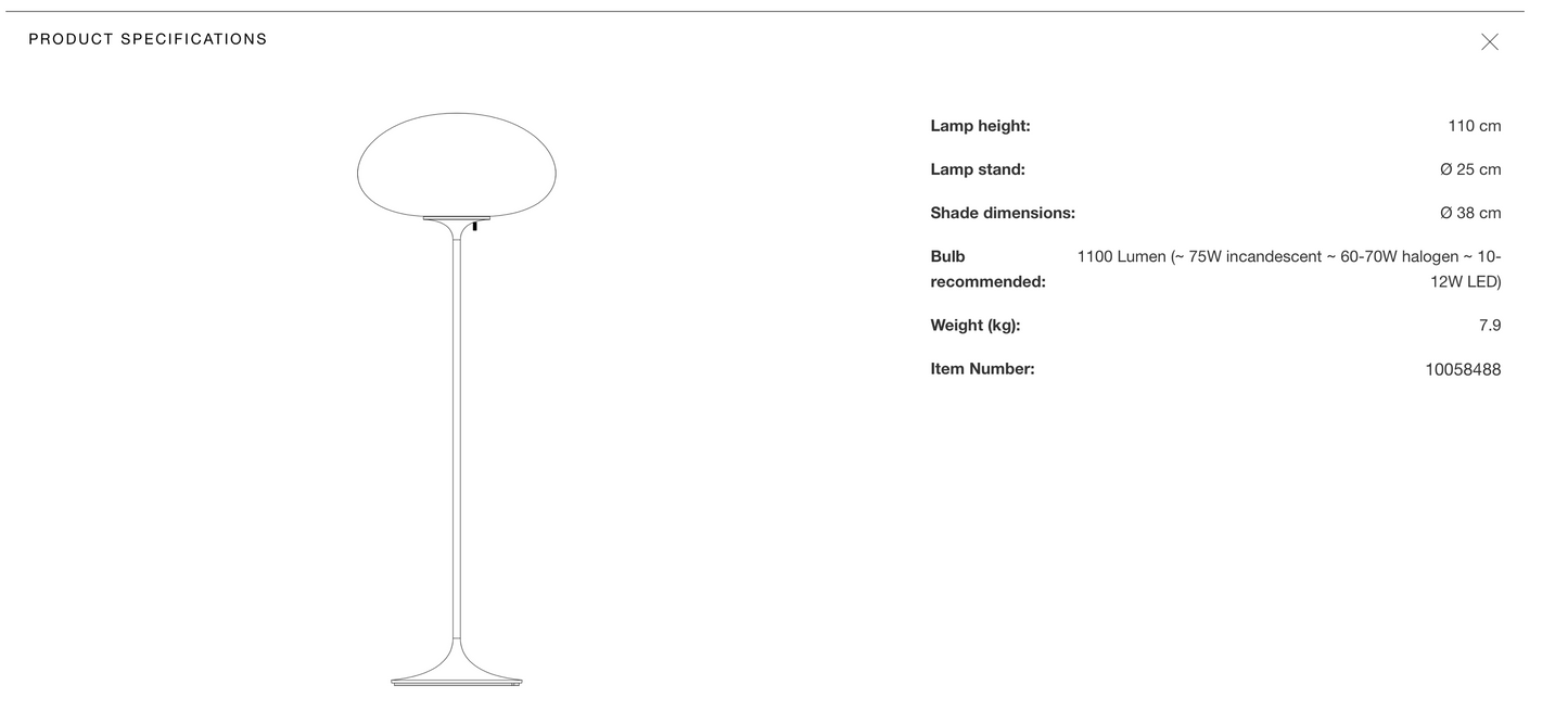 Stemlite, Floor Lamp 110 cm by Gubi