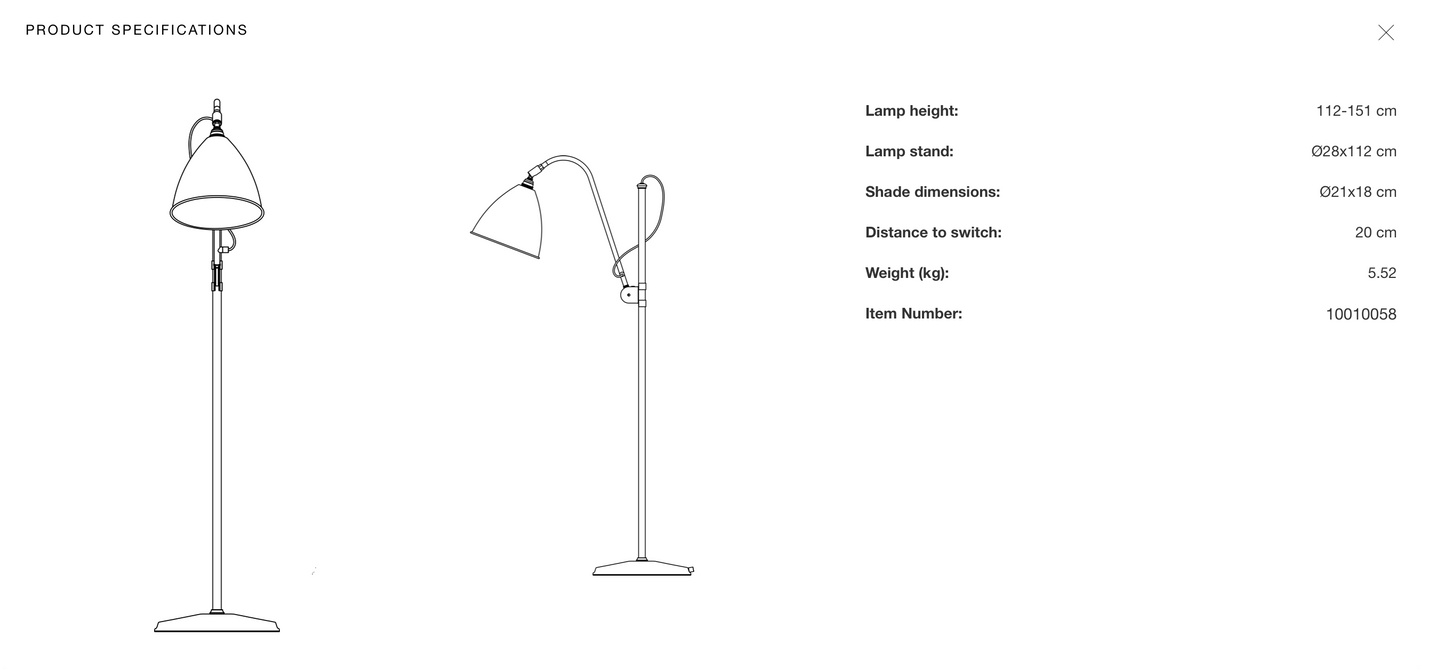 Bestlite BL3 Floor Lamp, Medium, Diameter 21cm by Gubi